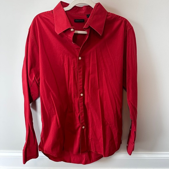 Structure red button down dress shirt - Picture 1 of 2